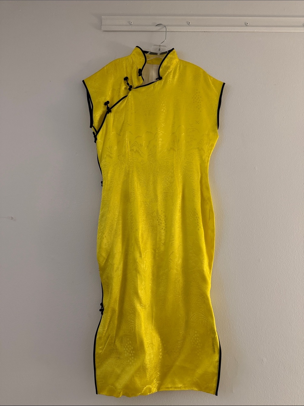 Vintage Yellow Dress with Black Trim